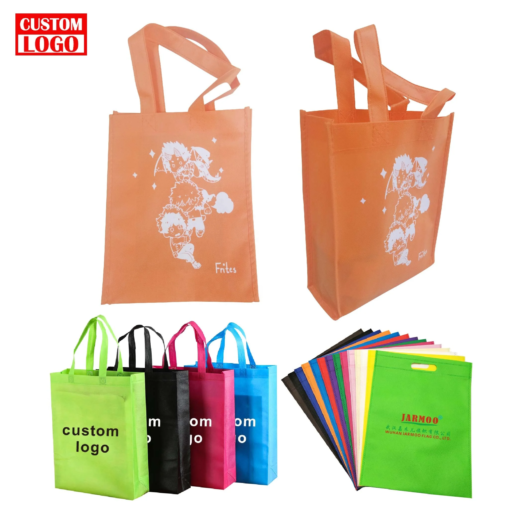 Reusable Custom Printed Reusable Shopping Bags With Logo Non Woven