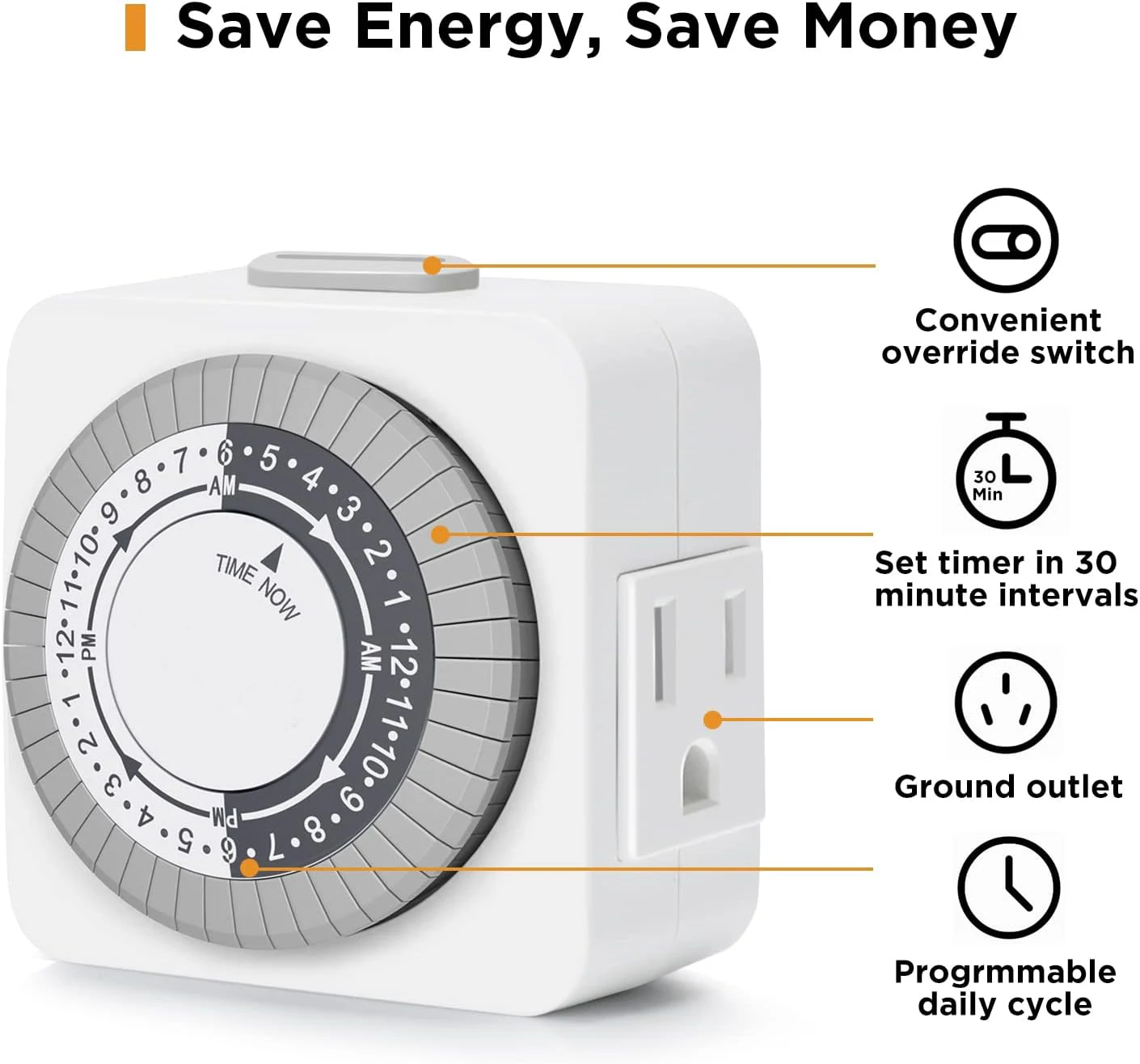Indoor Timers for Electrical Outlets/24 Hour Indoor Plug-in Mechanical ...