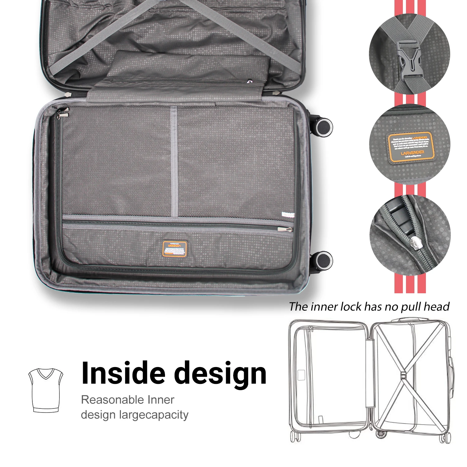 Stock Luggage Sets Expandable 4 Piece Sets Pp Spinner Suitcase Built-in ...
