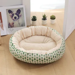 Factory Supplies Low MOQ Washable Pet Bed Cotton Round Cheap Pet Bed For Dog