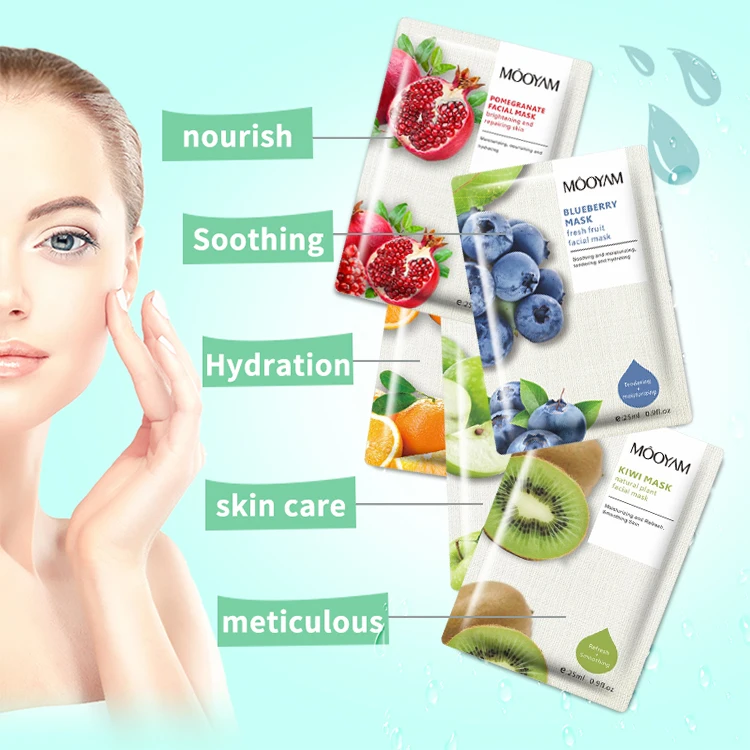 Customized Private Label Blueberry Repair Face Sheet Mask Korean Beauty Nourishing Collagen Crystal Fruit Facial Mask
