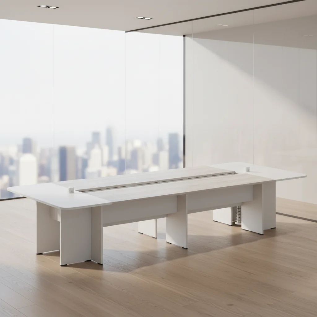 Large Convertible Extendable Boardroom Table Wood Frame Professional Office Building Conference Room Furniture 6