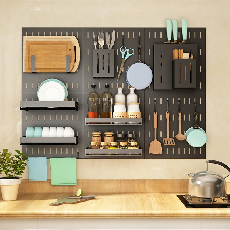 Kitchen Storage Holder Knife Spice Holder Floating Shelves Wall-mounted Shelf Wall Mounted Dish Rack