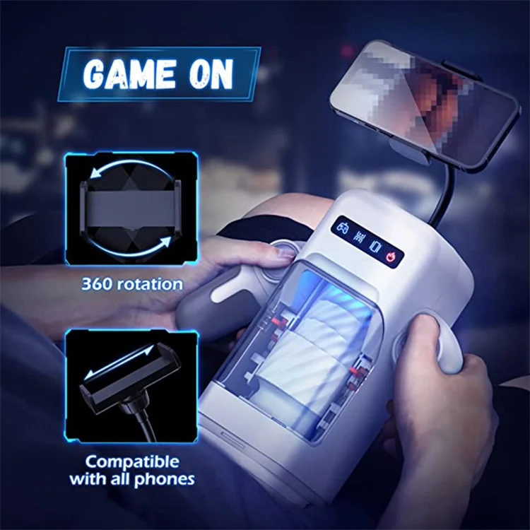 Automatic Male Thrusting Heating Masturbator Oral Cup Stroker Real Vagina Sucking Sex Machine Vibration with Phone Holder