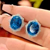 10*12MM ZS1316 Blue pointed crystal ear studs