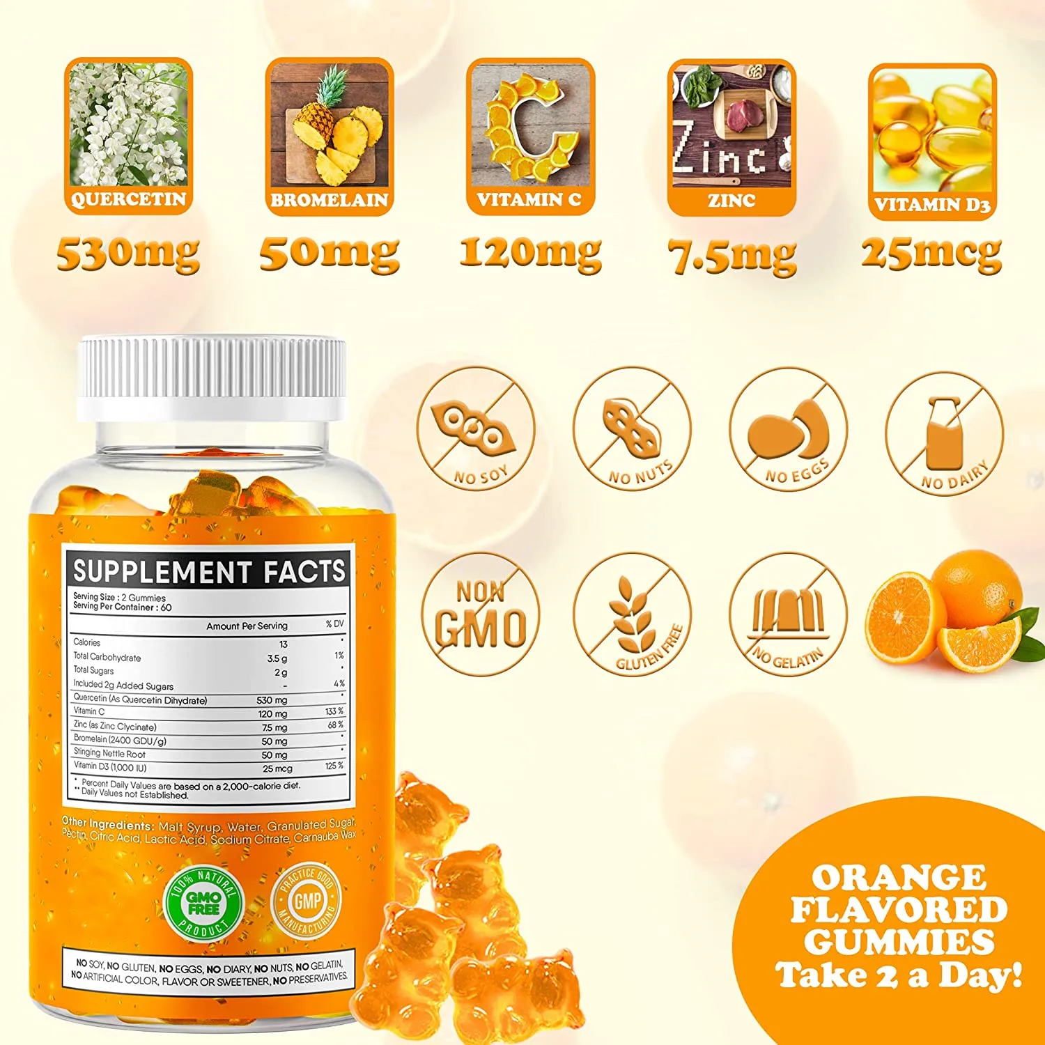 Quercetin Gummies Quercetin With Bromelain Gummies Vitamin C + Zinc