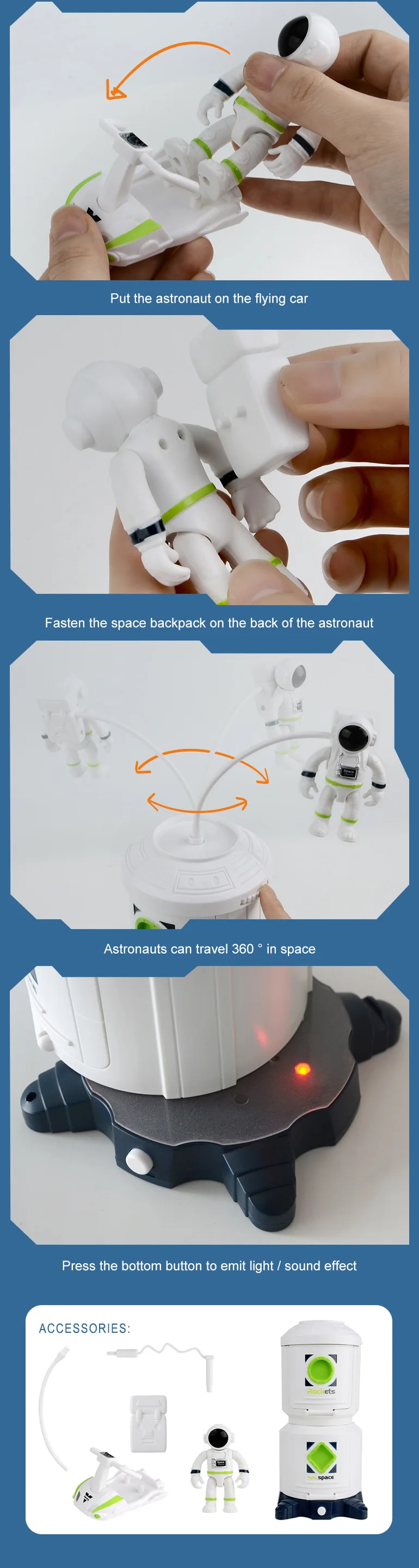 Children's Space Station toys with light and sound science education spacecraft simulation toy set with spaceman for boys girls