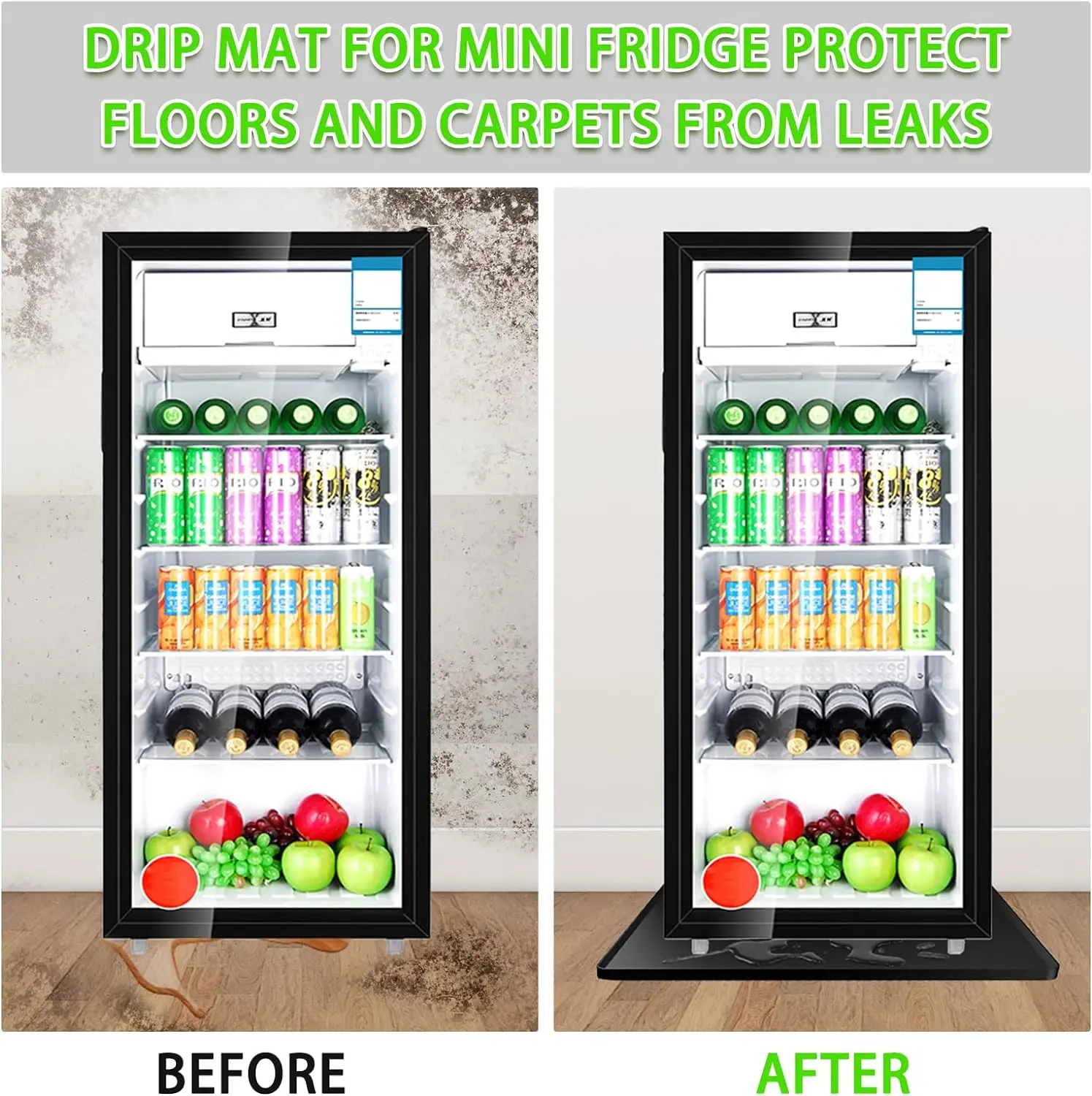 Refrigerator Floor Protector,Mini Fridge Silicone Mat,Fridge Under Mat