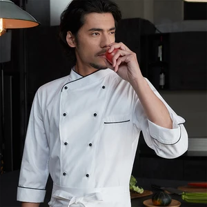 Zhenyao Five-Star Hotel Restaurant Uniforms High-End Men's Long Sleeve Chef Jackets Breathable Polyester/Cotton Bar Restaurant