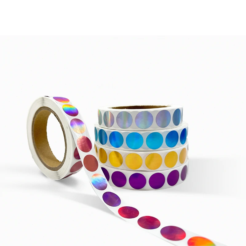 Custom Scratch Off Sticker Roll Round Holographic Scratch off Stickers Silver Hologram Labels for Making Surprise Reward Cards