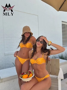 MLY Women's High Quality Custom Logo 2026 High Waist Halter&lace up Extreme G String Thong Bikini