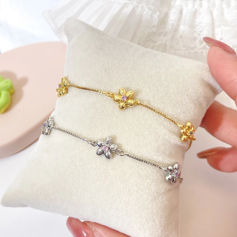 Korean Style Plated Gold Bracelet Jewelry Put Mini Cubic Zirconia