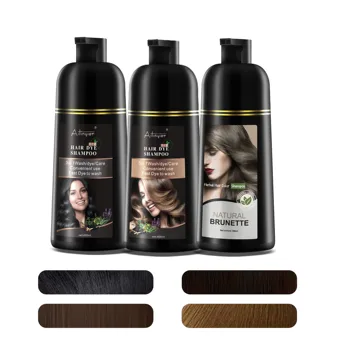 Customized Professional Ammonia Free Hair Dye Shampoo Permanent Black Hair Color cover Grey low moq plants composition Shampoo