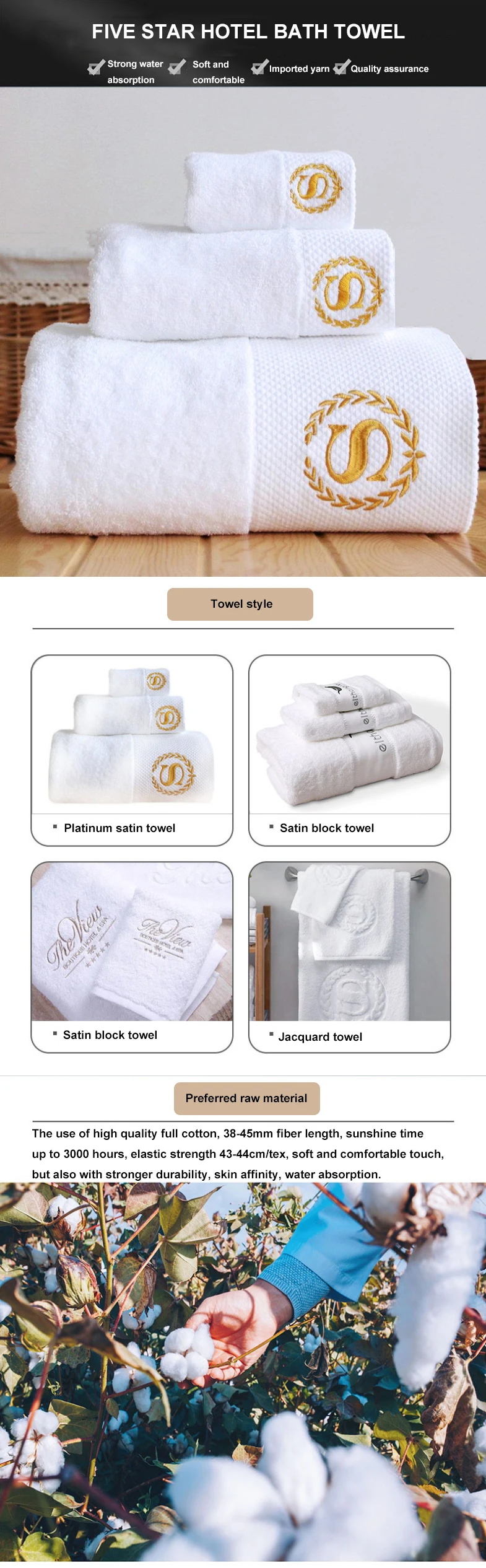 Hotel luxury custom style embroidered jacquard size 70*140 LOGO face towel bath towel details