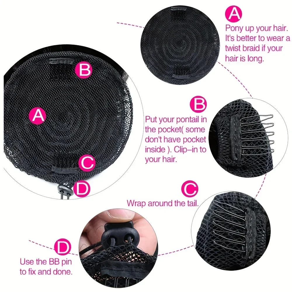 Body Wave Ponytail Human Hair Drawstring Remy Extensions Natural Black_voghion.com