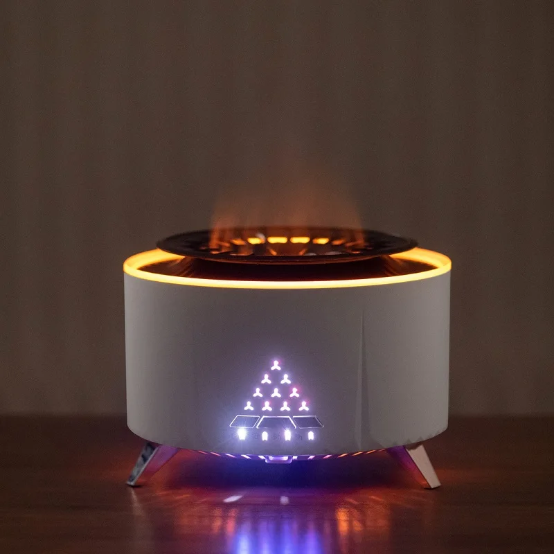 Hot Selling Tabletop Volcano Diffuser Difusor Oil Reup Remote 350ml Aroma Air 350Ml Jellyfish Spray Fire Flame Humidifier