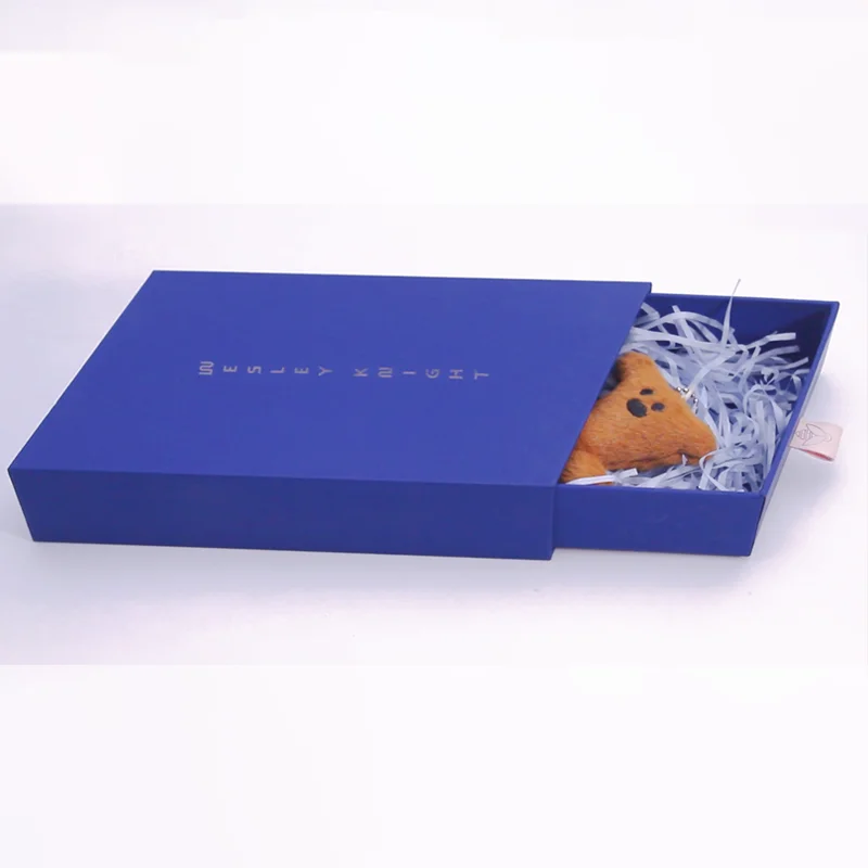 Luxury Custom Printing Hard Rigid Cardboard Sliding Box Gift Sleeve Drawer Box Packaging With Ribbon Rope