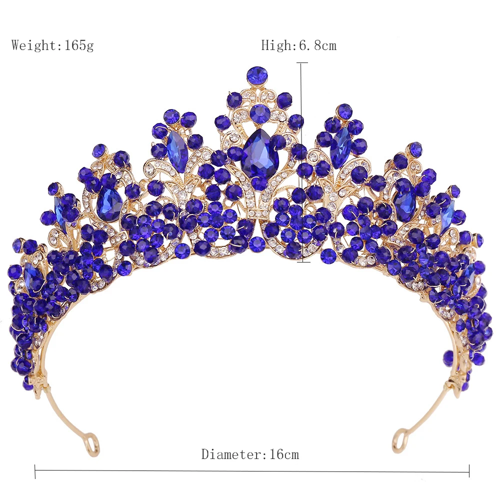 Handmade Crystal Rhinestone Color Beads Bridal Headdress Crown Prom