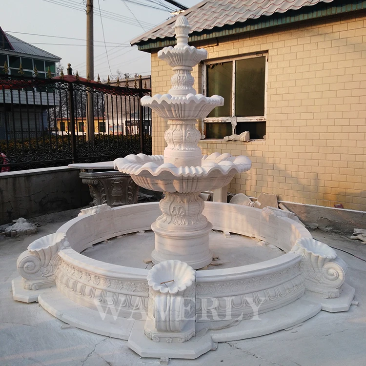 Prices Out Door 4 Tier Large Luxury Natural White Stone Fountains