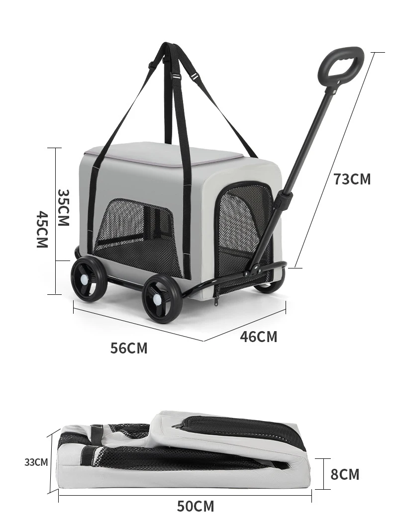 Small Pet Stroller Dog Cat Teddy Baby Stroller for Travel Pet Dog Stroller Cross-border Portable Folding factory