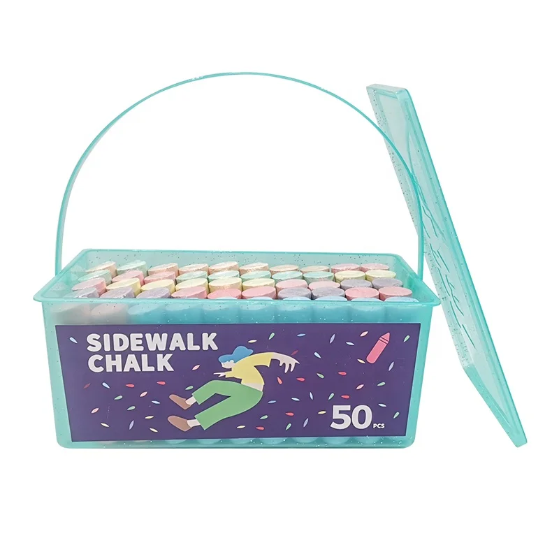 Квадратный полипропиленовый ковш 50 шт. беспорядочного цвета Мел нетоксичный моющийся для граффити на тротуаре