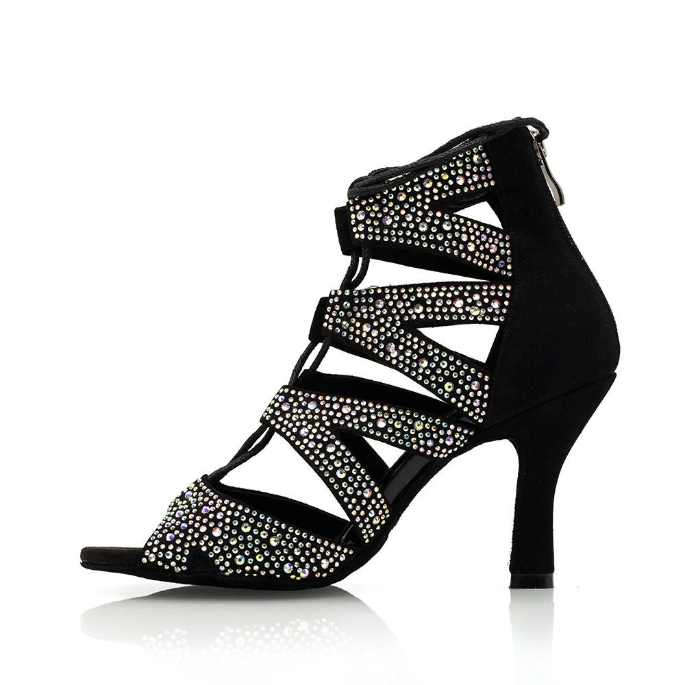 Женские танцевальные сапоги Suphini, на шнуровке, Высокий Каблук 8,5 см, Бачата, сальса