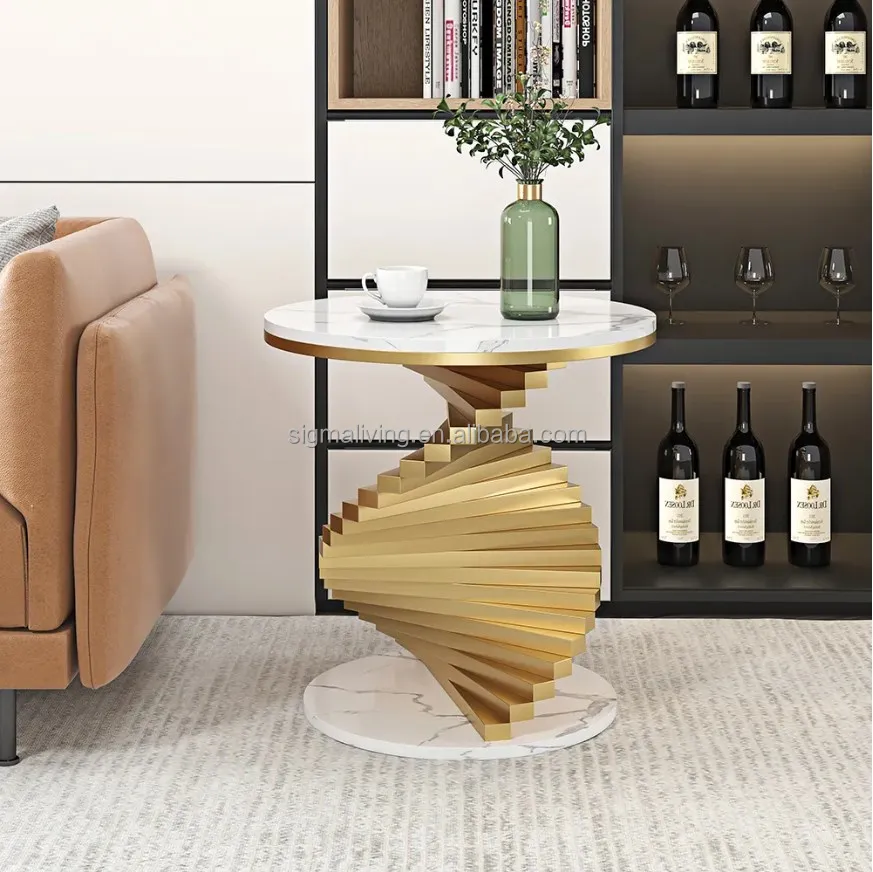 sofa table indoor furniture white round metal side table with faux marble tabletop end table