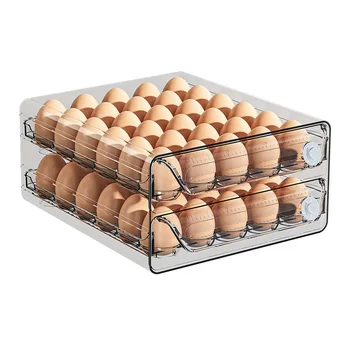 Plastic Refrigerator Storage Multi-Layer Egg Container Kitchen Transparent Multi-Specification Double Drawer Box