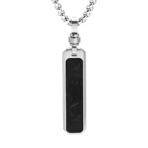 Tizti Trendy Jewelry Necklace Pendant Stainless Steel Forged Carbon Fiber Pendant with Box Chain