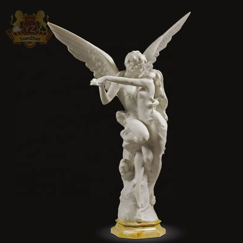 等身大の石の彫刻キューピッドとプシュケの彫刻大理石の天使の庭の彫刻