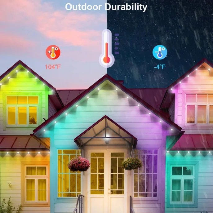 100ft 72lamps 54 Scene Modes IP65 Smart RGBIC Permanent Outdoor Point Lights