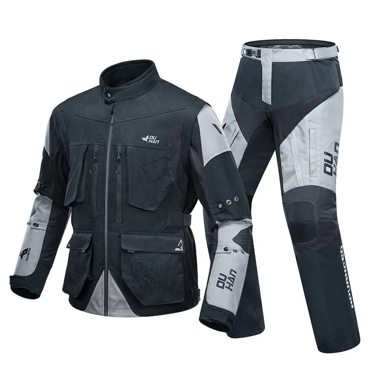 DUHAN Men Motorcycle Jacket Pants Suit Protective Gear Motorbike