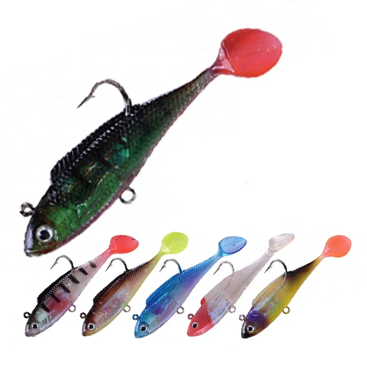 Pre-rigged Jig Head Soft Fishing Lures Paddle Tail Swim Baits For Bass ...