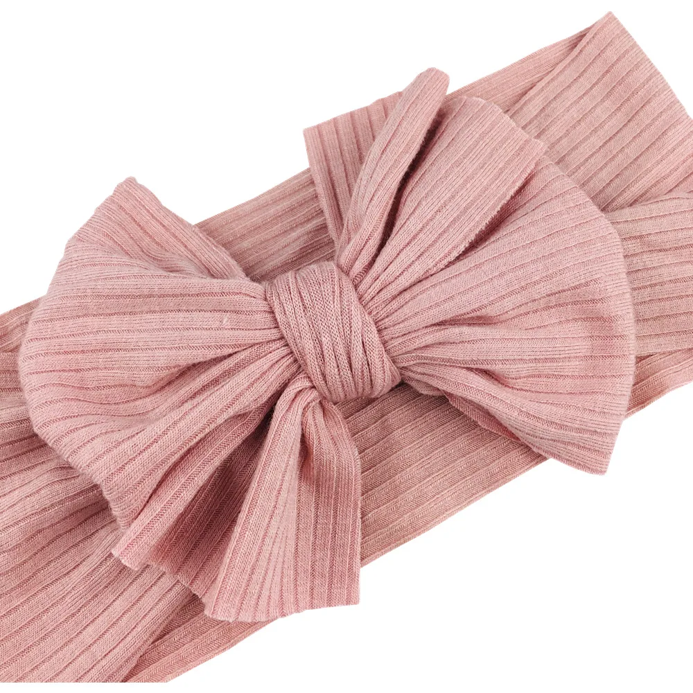 Baby Knitted Cotton Bowknot Headband Solid Color Baby Bow Headbands ...