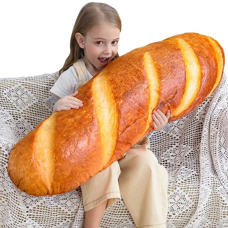 40 in 3D Simulation Bread Shape Pillow Soft Lumbar Baguette Back Cushion Funny Food Plush Stuffed Toy