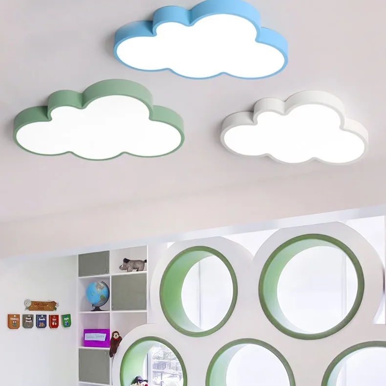 Children's Bedroom Lamp Macaron Nordic Creative Ultra-thin Cloud LED Warm White Modern Switch Ceiling Light for Boys and Girls
