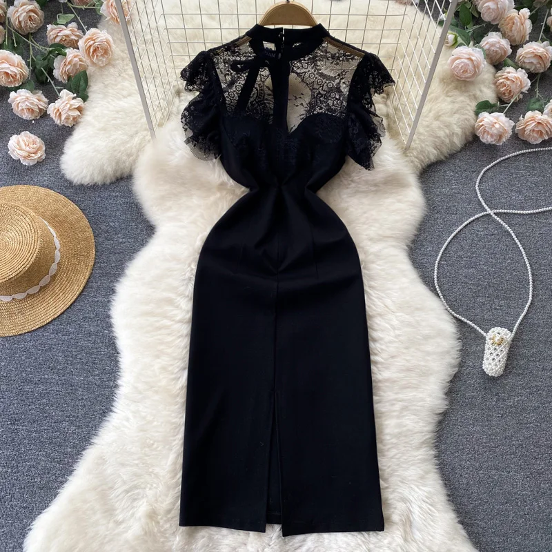 navy blue dress for baby girl Shop Our Short Sleeve O-Neck Solid a-Line Dress with Lace