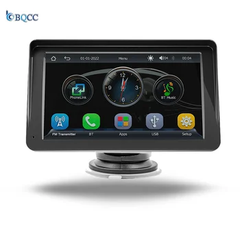 BQCC Universal 7" IPS Screen Portable Bluetooth Smart Player Supports Wireless CarPlay& Android Auto Touch Screen Sun Visor