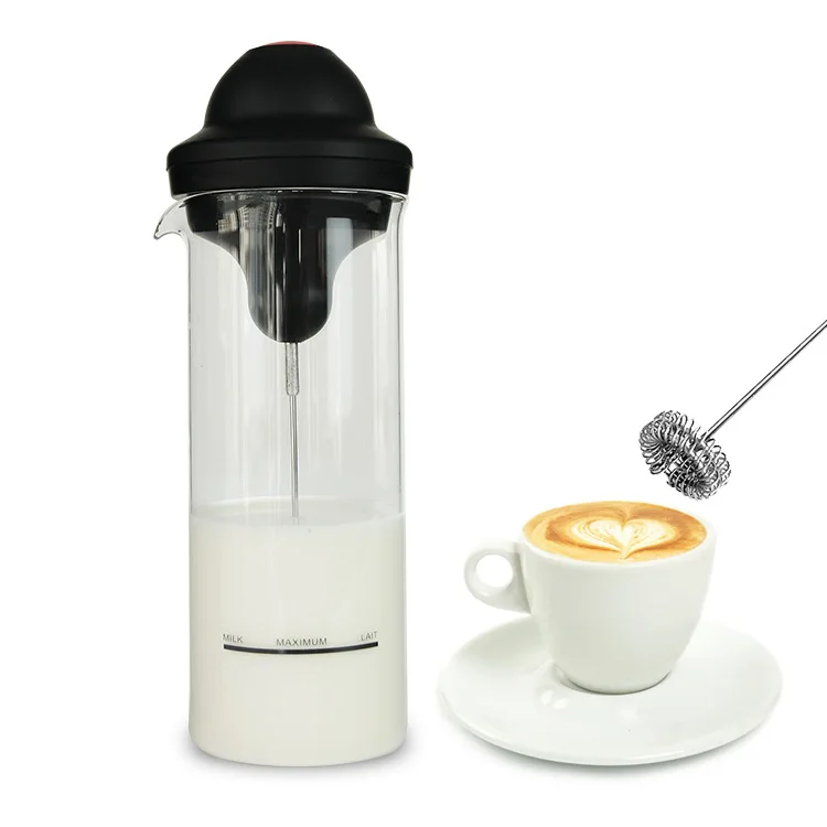 Electric Milk Frother With Glass Milk Frother Coffee Stirrer Mini Whisk