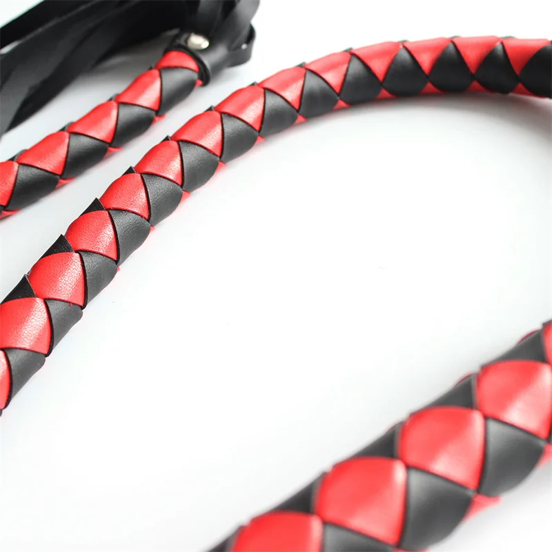 144cm Long Horse Whip BDSM Slave Game Sex Adult Couple Toy Black Red Bondage Leather Whip Punishment Tools