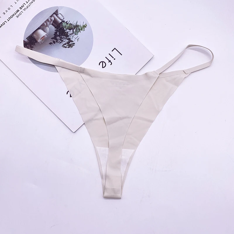 Low Rise Cotton Thong Underwear Seamless No Show Elastic T Back Thongs ...