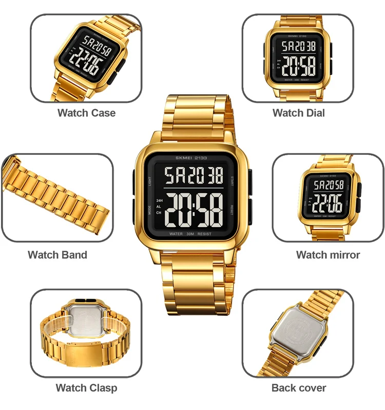 Skmei 2133 New Trend Steel Square dial digital sports watch for Men