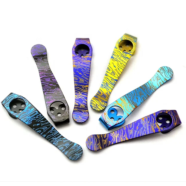 Customized Shape Deep Carry Replacement TC4 Titanium Pocket Clips For Knife And Multi Tool