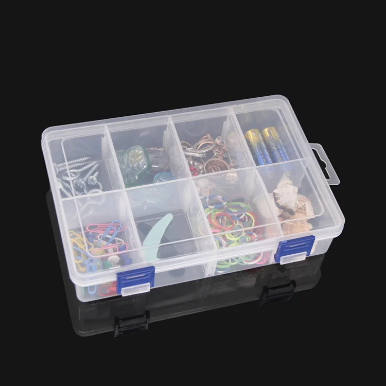 8 Compartments Transparent Plastic Sectioned Storage Box For Sewing