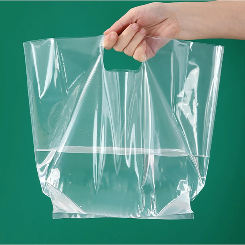 Thick Clear Transparent Pe Edge Pocket Clear Carrier Bags Take Away