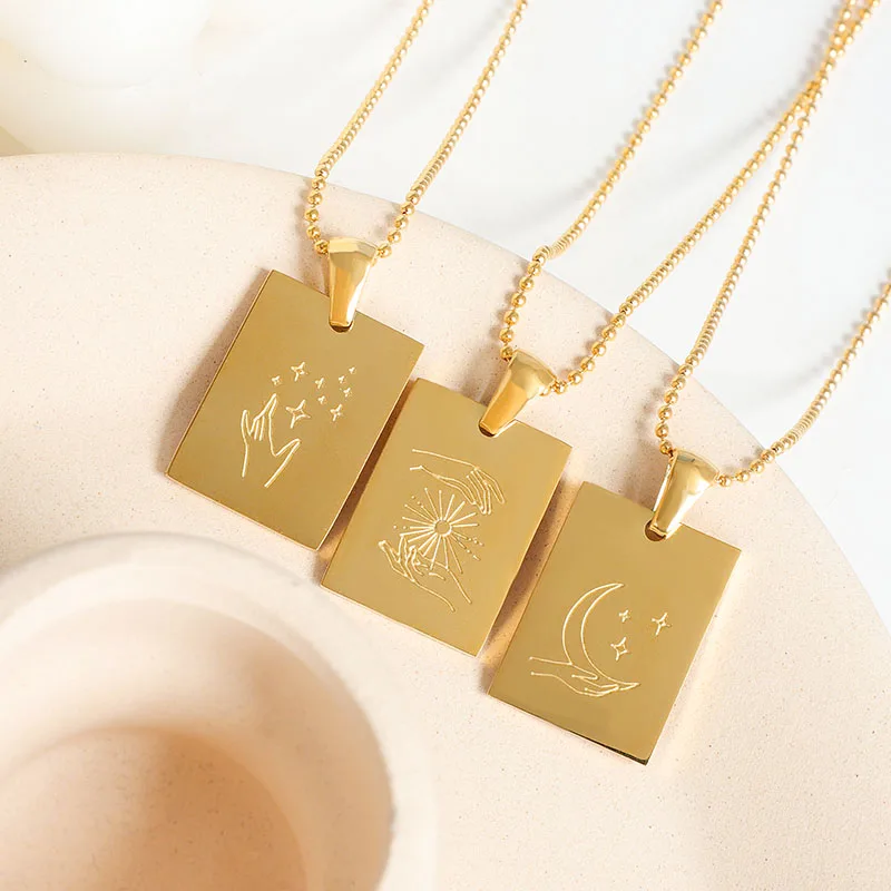 Women Jewelry 18k Gold Plated Astrology Amulet the Sun Star Moon