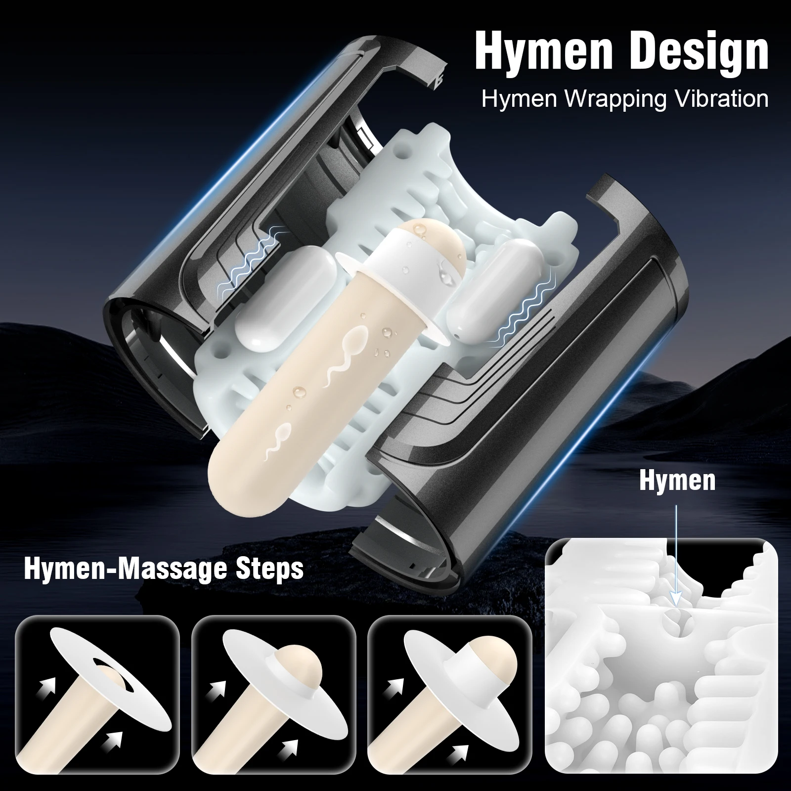 Automatic Electric Vibrating Male Masturbator Machine for Man Open Ended Dual Channel Masturbation Cup Erotic Toys