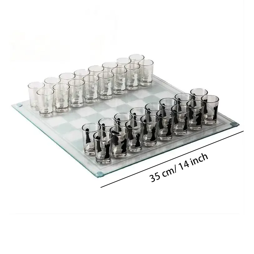 35*35cm Large Size and 32 Chess Pieces Drinking Game Wine Glass Chess