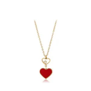Customized Designs Silver Brass Heart Necklace with Pearl Zircon Gold Plated Fashion Jewelry for Weddings Parties Waterproof