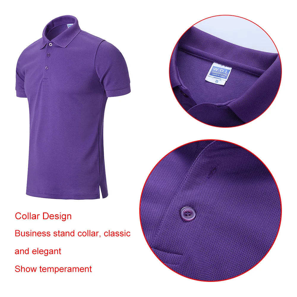 AI-MICH OEM Custom Logo Polo Shirt 240Gsm 100% Silk Cotton Intercolor Lapel Corporate Staff Uniforms Men'S Sport Golf Shirts